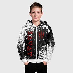 Толстовка на молнии детская Знаки из Ведьмака - белые брызги, цвет: 3D-белый — фото 2
