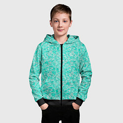 Толстовка на молнии детская Абстрактный бирюзово-белый фон, цвет: 3D-черный — фото 2