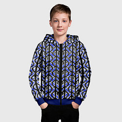 Толстовка на молнии детская Чёрно-синий паттерн конструкция, цвет: 3D-синий — фото 2