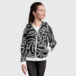 Толстовка на молнии детская Абстрактные объемные рельефы, цвет: 3D-белый — фото 2