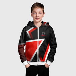 Толстовка на молнии детская Honda - красные треугольники, цвет: 3D-белый — фото 2