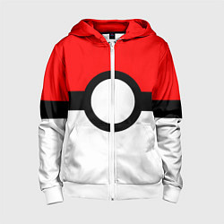 Толстовка на молнии детская Pokeball texture, цвет: 3D-белый