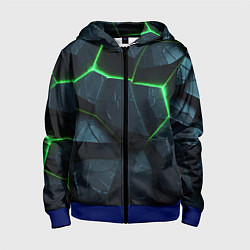 Детская толстовка на молнии Abstract dark green geometry style