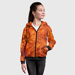 Толстовка на молнии детская Пламя 8бит текстура, цвет: 3D-черный — фото 2