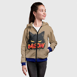 Толстовка на молнии детская Силуэт кошки мяу, цвет: 3D-синий — фото 2