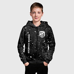 Толстовка на молнии детская Atletico Madrid sport на темном фоне вертикально, цвет: 3D-черный — фото 2
