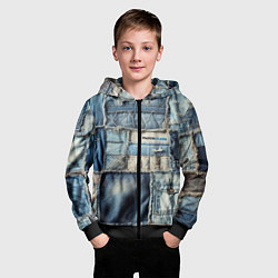 Толстовка на молнии детская Patchwork denim - vogue, цвет: 3D-черный — фото 2