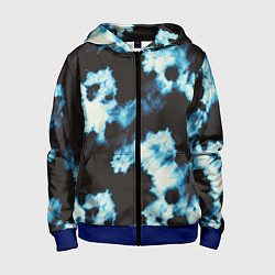 Толстовка на молнии детская Чёрно синий тай дай, цвет: 3D-синий