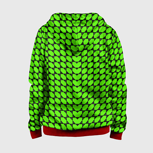 Детская толстовка на молнии Зелёные лепестки шестиугольники / 3D-Красный – фото 2