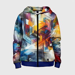 Толстовка на молнии детская Абстрактные фигуры, цвет: 3D-синий