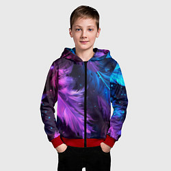 Толстовка на молнии детская Искрящиеся перья в розовых и голубых оттенках, цвет: 3D-красный — фото 2