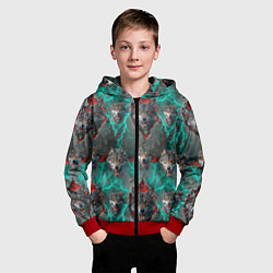 Толстовка на молнии детская Паттерн из волков эпично, цвет: 3D-красный — фото 2