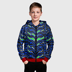 Толстовка на молнии детская Чёрно-синий паттерн агрессивный, цвет: 3D-красный — фото 2