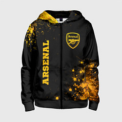 Толстовка на молнии детская Arsenal - gold gradient вертикально, цвет: 3D-черный