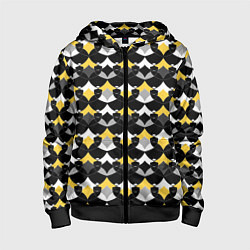 Толстовка на молнии детская Желто черный с белым геометрический узор, цвет: 3D-черный