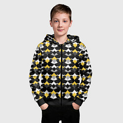 Толстовка на молнии детская Желто черный с белым геометрический узор, цвет: 3D-черный — фото 2