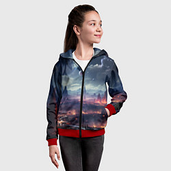 Толстовка на молнии детская Фантастическая планета внутри космоса, цвет: 3D-красный — фото 2