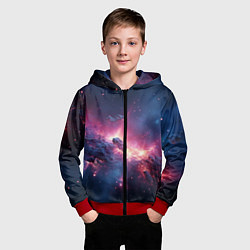 Толстовка на молнии детская Взрыв в космосе, цвет: 3D-красный — фото 2