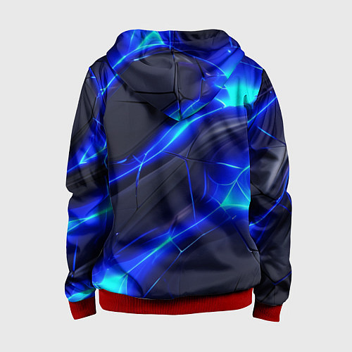 Детская толстовка на молнии Яркое синее свечение и плиты / 3D-Красный – фото 2