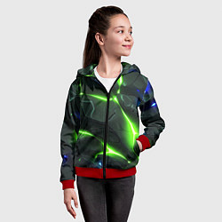 Толстовка на молнии детская Яркий неоновый свет из разлома плит, цвет: 3D-красный — фото 2