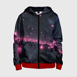 Толстовка на молнии детская Яркие пирамидки в космосе, цвет: 3D-красный