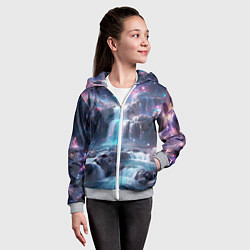 Толстовка на молнии детская Волшебный ночной водопад, цвет: 3D-меланж — фото 2