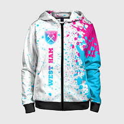 Детская толстовка на молнии West Ham neon gradient style по-вертикали