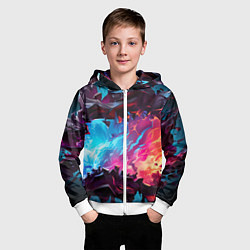 Толстовка на молнии детская Абстрактные краски во взрыве, цвет: 3D-белый — фото 2