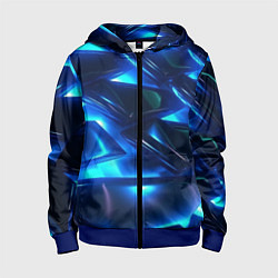 Толстовка на молнии детская Синие абстрактные неоновые плиты, цвет: 3D-синий