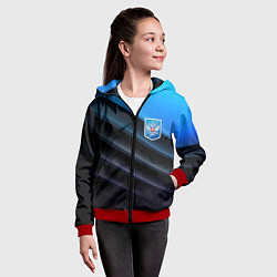 Толстовка на молнии детская Герб России и черно-синяя абстракция, цвет: 3D-красный — фото 2