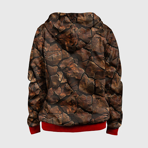 Детская толстовка на молнии Элементаль земли текстура / 3D-Красный – фото 2