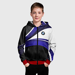 Толстовка на молнии детская BMW Logotype - blue waves, цвет: 3D-красный — фото 2