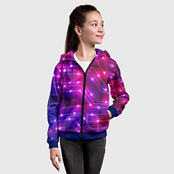 Толстовка на молнии детская Неоновый фон печатной платы, цвет: 3D-синий — фото 2