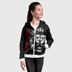 Толстовка на молнии детская Лев - время сильных, цвет: 3D-белый — фото 2