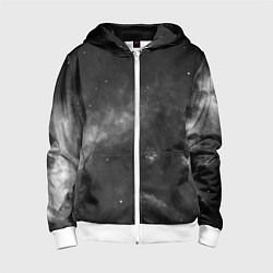 Толстовка на молнии детская Монохромный космос, цвет: 3D-белый
