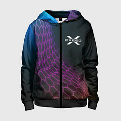 Толстовка на молнии детская Exeed neon hexagon, цвет: 3D-черный