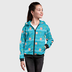 Толстовка на молнии детская Львята и голубой океан, цвет: 3D-черный — фото 2