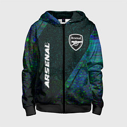 Толстовка на молнии детская Arsenal glitch blue, цвет: 3D-черный