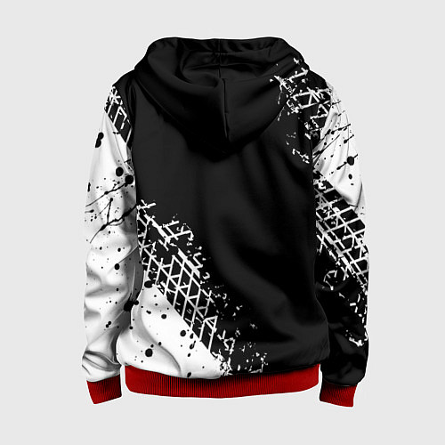 Детская толстовка на молнии Сузуки: следы от шин / 3D-Красный – фото 2