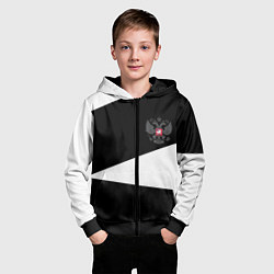 Толстовка на молнии детская Герб РФ геометрия текстура, цвет: 3D-черный — фото 2