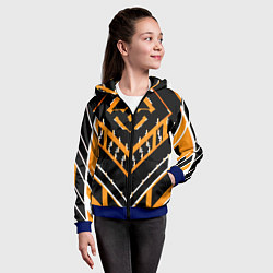 Толстовка на молнии детская Жёлто-белые линии на чёрном фоне, цвет: 3D-синий — фото 2