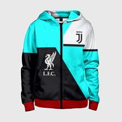 Толстовка на молнии детская Juventus x Liverpool geometry, цвет: 3D-красный