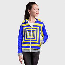 Толстовка на молнии детская Квадраты уходящие в даль, цвет: 3D-меланж — фото 2