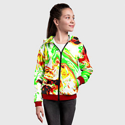 Толстовка на молнии детская Кислотные краски, цвет: 3D-красный — фото 2