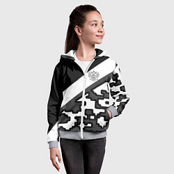 Толстовка на молнии детская Россия камуфляж текстура, цвет: 3D-меланж — фото 2