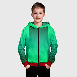 Толстовка на молнии детская Яркий зеленый градиентный комбинированный фон, цвет: 3D-красный — фото 2