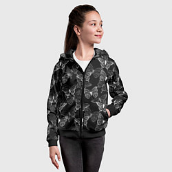 Толстовка на молнии детская Паттерн бабочки, цвет: 3D-черный — фото 2