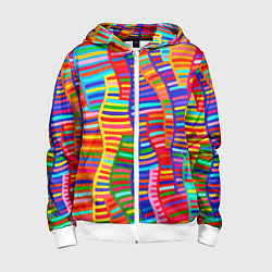 Толстовка на молнии детская Абстрактная полноцветная живопись, цвет: 3D-белый