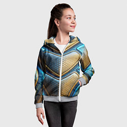 Толстовка на молнии детская Объемный футуристический текстурный костюм из кожи, цвет: 3D-меланж — фото 2