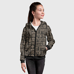 Толстовка на молнии детская Африканский монохромный орнамент, цвет: 3D-черный — фото 2